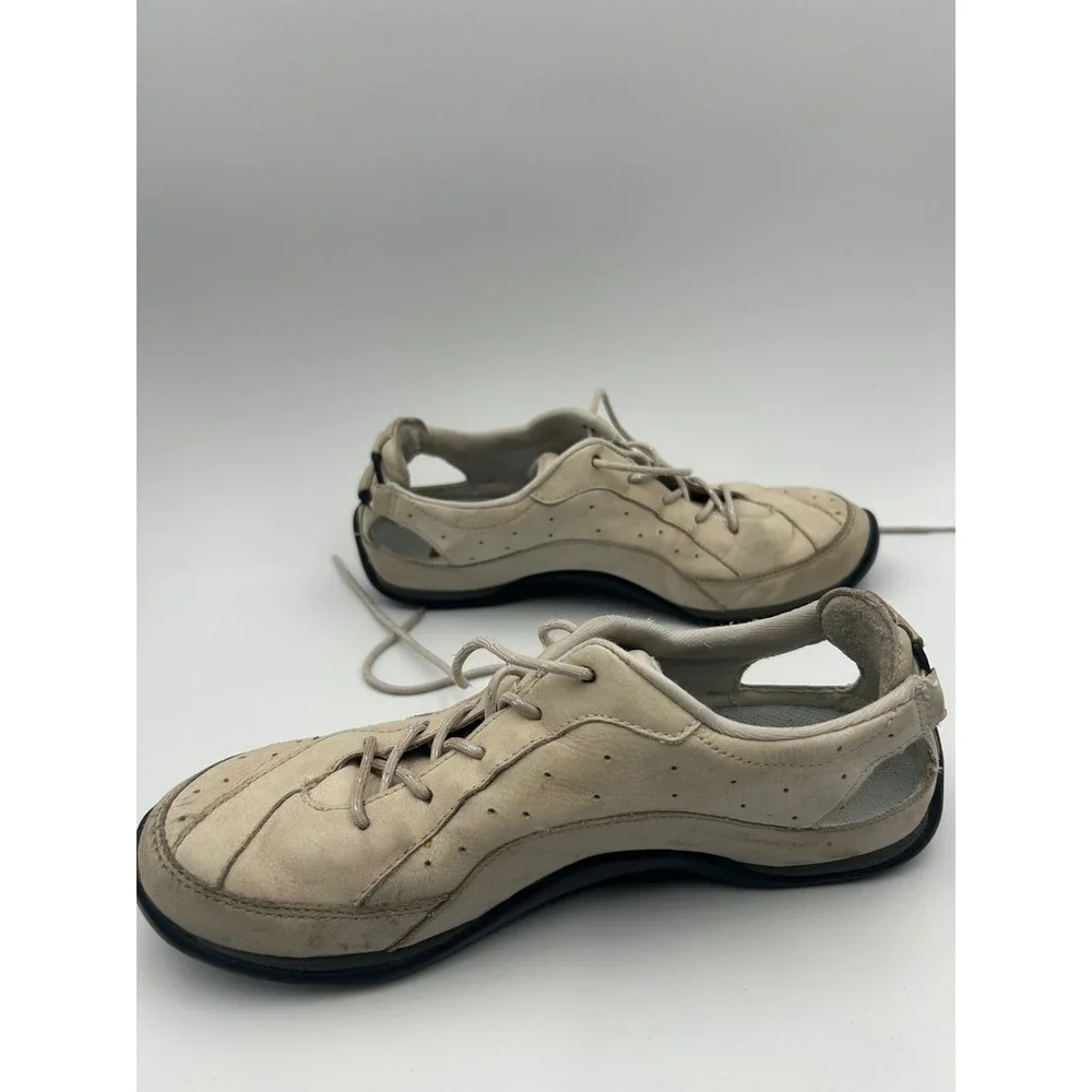 ECCO Receptor Womens Walking Shoes Size 38 US 7-7.5 Beige Leather Cutout Sneaker - Picture 4 of 7